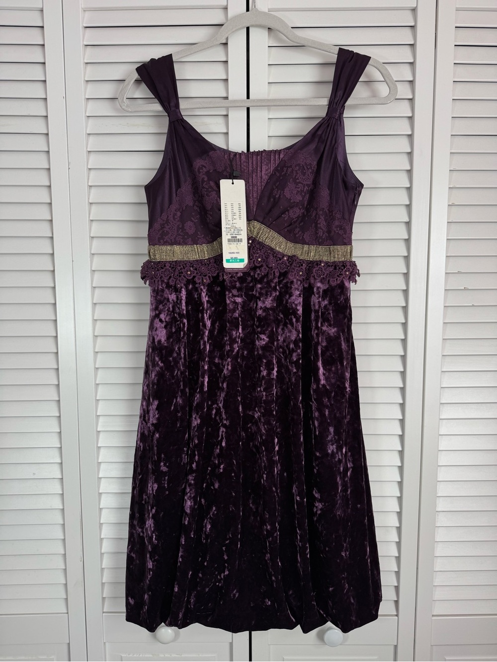 Robyn Hung Velvet Lace Balloon Babydoll Dress Purple Whimsical Goth Medium NWT